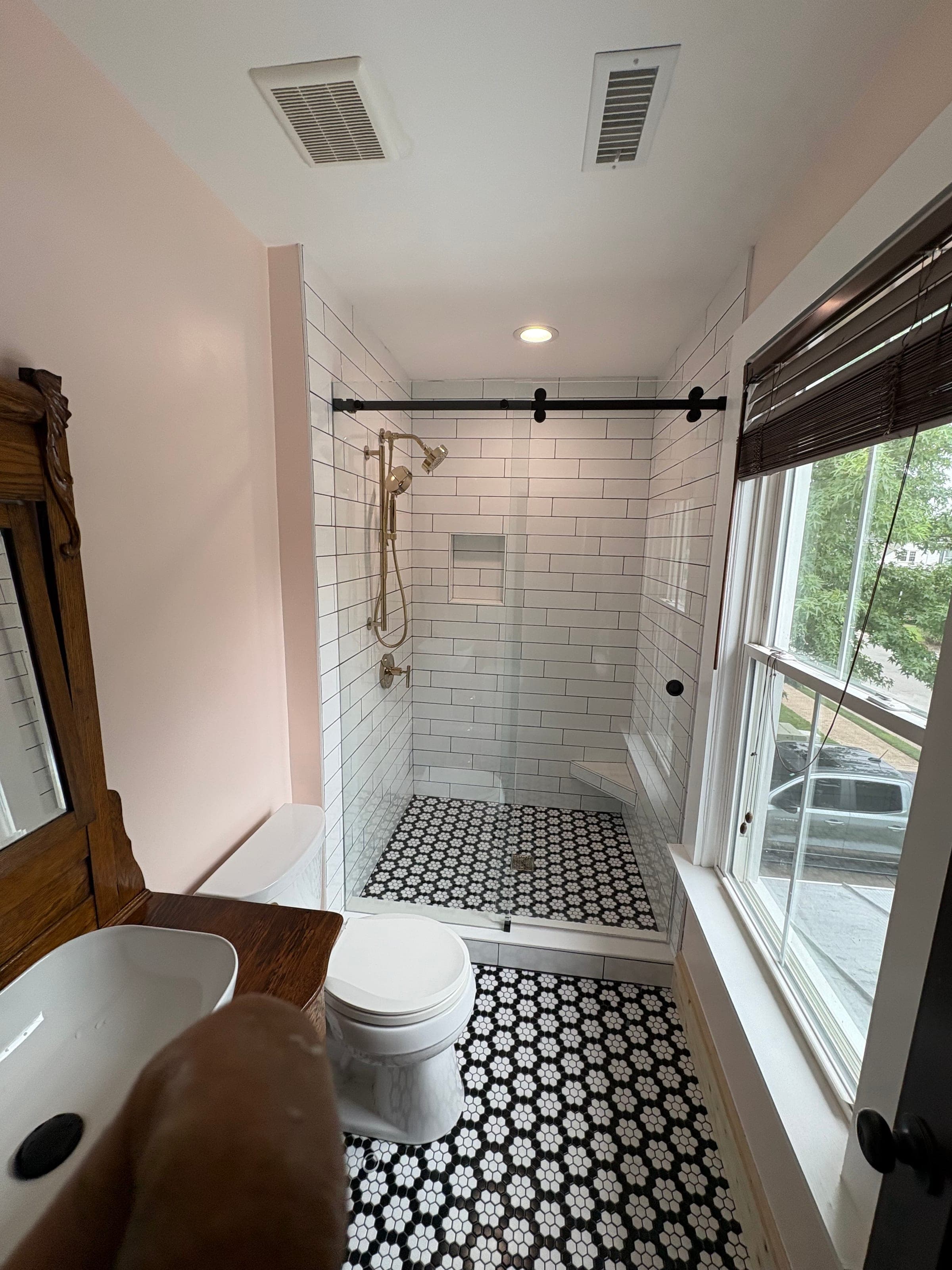 Manassas Bath, Daisy Mosaic Shower, Manassas — finished work, photo 2