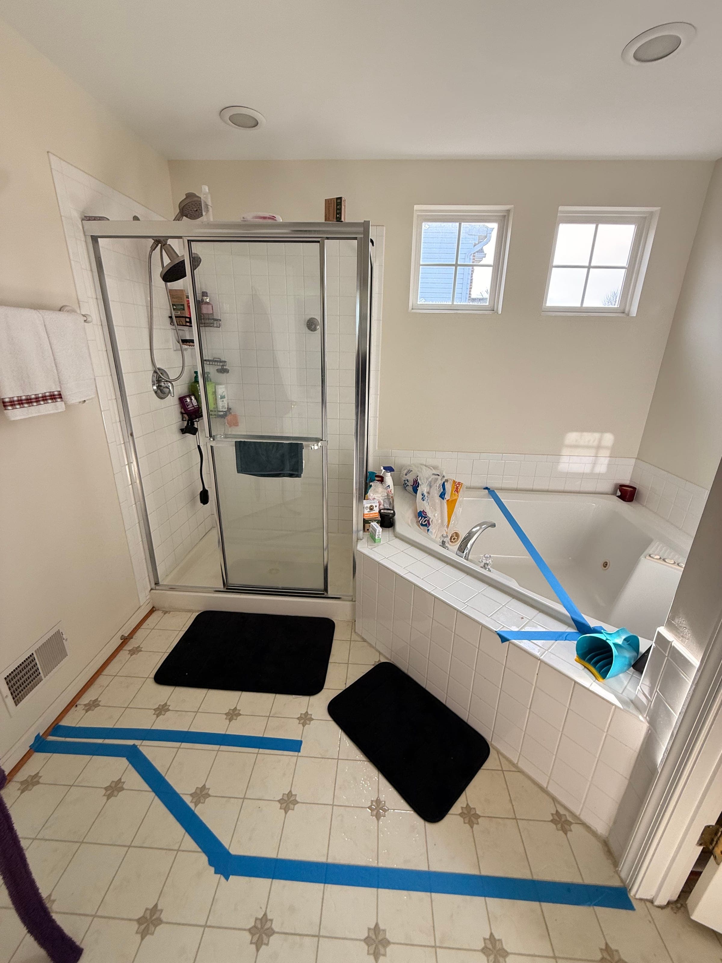 Master Bath, Matte-Black Wet Room, Northern Virginia — before