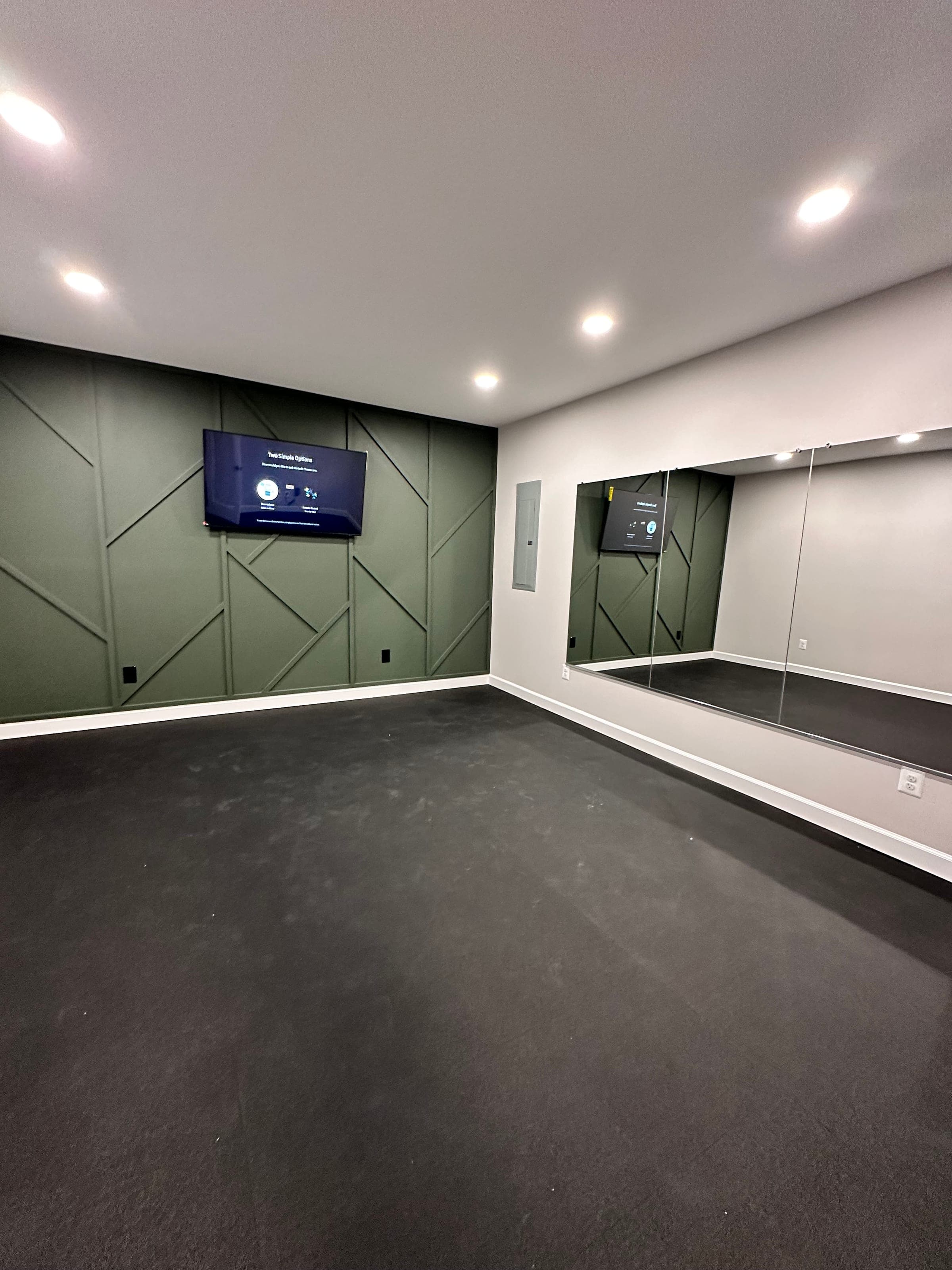 Basement Home Gym, Mirror Wall, Northern Virginia — finished work, photo 3