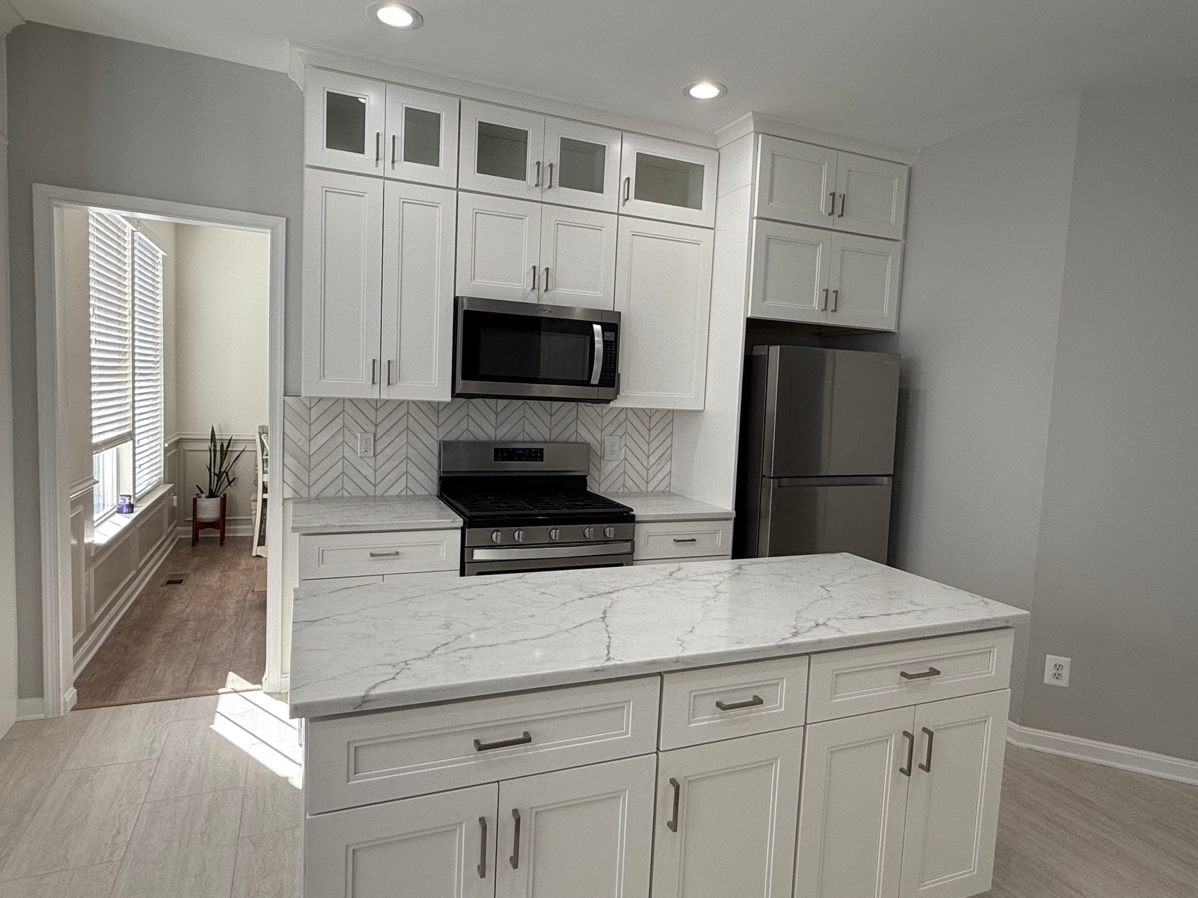 White Kitchen, Chevron Backsplash, Northern Virginia — finished work, photo 3